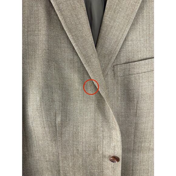 Lauren Ralph Lauren Size 44L Wool Silk Blend Career Blazer Jacket Beige Notched - Picture 4 of 10